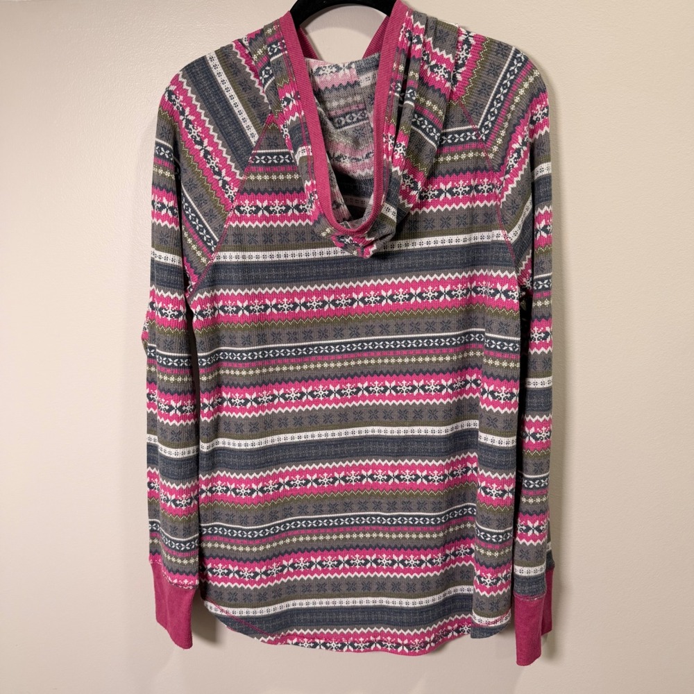 Cuddl Duds Hooded Stretch Thermal Base Layer (L) Fair Isle Nordic Print Warm - Picture 11 of 11